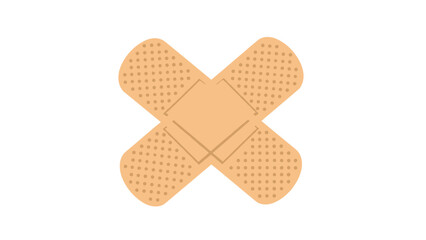 Simple vector illustration depicting two beige adhesive bandages crossed over each other, symbolizing first aid and minor wound care.