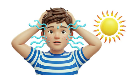 Boy Sweating Heavily Under Hot Sun