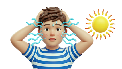 Boy Sweating Heavily Under Hot Sun