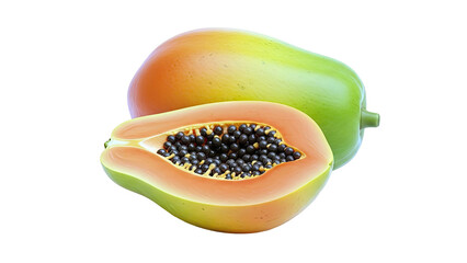 Papaya Halved with Seeds and Whole Papaya