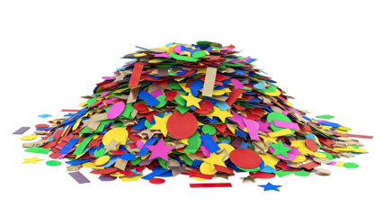 Pile of colorful confetti shapes