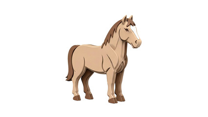 3D illustration of a tan horse with brown mane and tail