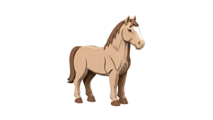 3D illustration of a tan horse with brown mane and tail