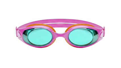 Pink and Orange Swim Goggles with Teal Lenses