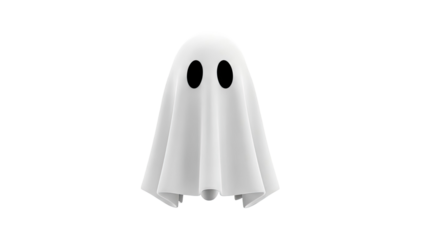 Cute White Ghost with Black Eyes
