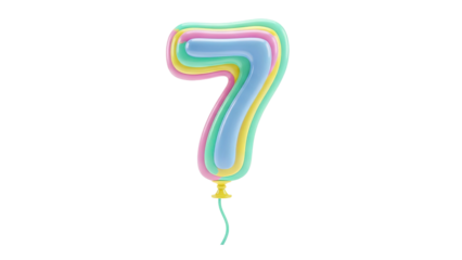 Number 7 Balloon in Pastel Colors
