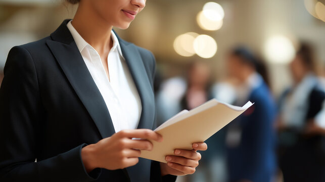 Busy faceless adult woman going job hunting with resume employment search stock photo career opportunity professional application interview preparation job seeking