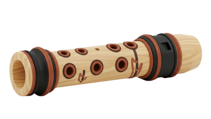 Wooden Recorder Flute with Brown and Black Bands