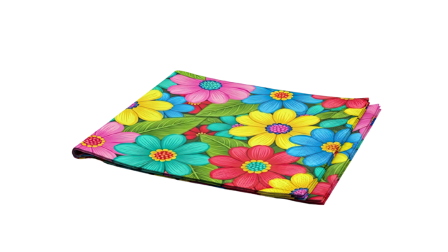 Folded fabric with vibrant floral pattern - Powered by Adobe
