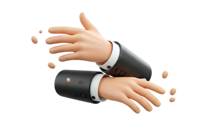 3D Cartoon Hands in Suits and Droplets
