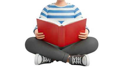 3D Character Reading a Book