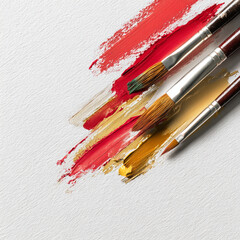 diagonal composition with paintbrushes emerging from one corner