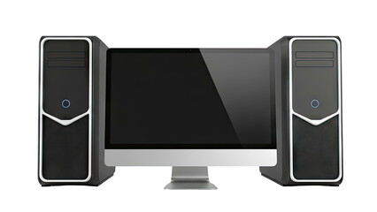 Modern Desktop Computer Setup with Two Tower Cases
