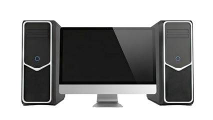 Modern Desktop Computer Setup with Two Tower Cases