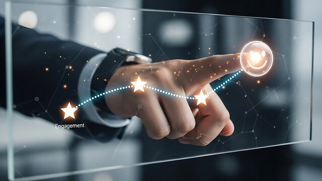 Hand interacting with digital interface - Powered by Adobe