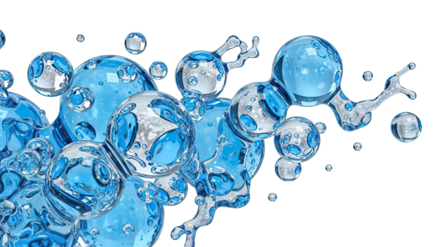 Abstract Blue Bubbles and Liquid Forms - Powered by Adobe