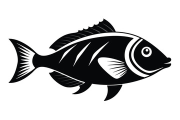 Fototapeta premium Black and White Parrotfish Vector Silhouette, Isolated on White Background