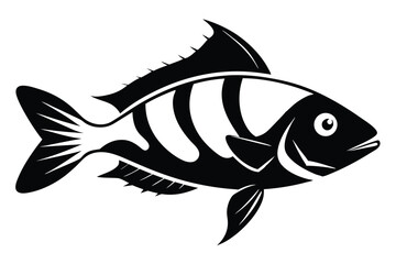 Fototapeta premium Minimalist Silhouette of a Parrotfish, Black and White Vector Art