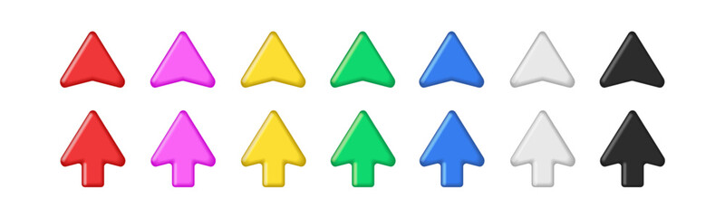 Arrow icons set in 3D style for app UI, website, button, navigation, progress and digital interface design