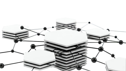 Abstract Network of Hexagonal Nodes and Spheres