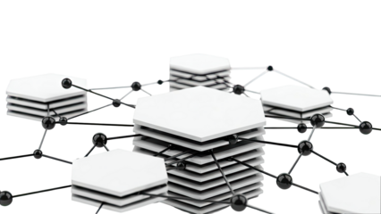 Abstract Network of Hexagonal Nodes and Spheres