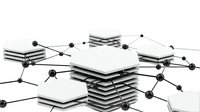 Abstract Network of Hexagonal Nodes and Spheres