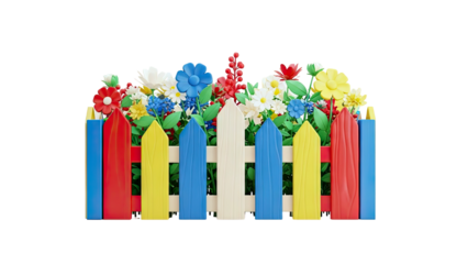 Colorful Picket Fence with Flowers