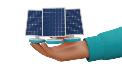 Hand Holding Three Solar Panels