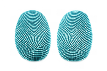 Digital fingerprints scanning for biometric access identification, glowing cyan lines representing cyber security and data protection