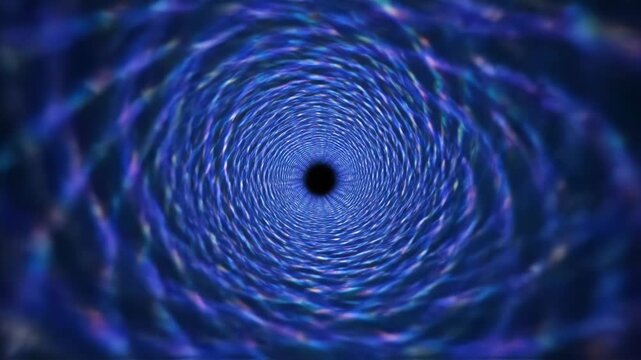 Abstract blue tunnel with swirling patterns and a dark center. Journey through a vibrant, cosmic vortex of light.