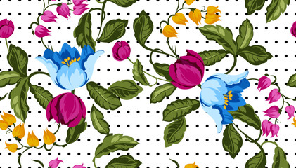 Seamless flowers pattern. Hand draw abstract floral pattern. © akn
