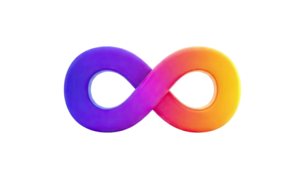 3D Infinity Symbol with Purple-Orange Gradient