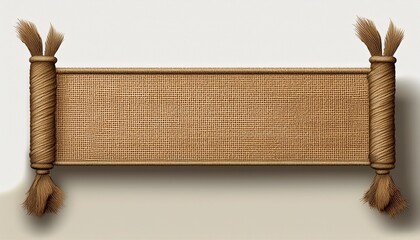 isolated long rectangular jute banner