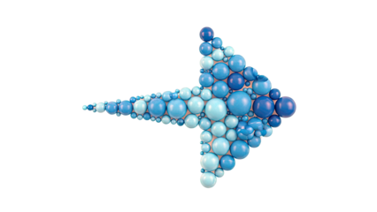 Arrow formed by blue spheres