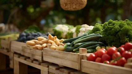 A seasonal farmer's market stall displaying fresh produce and artisanal goods arranged on wooden pallets, highlighting the importance of local sourcing and community engagement in food culture.