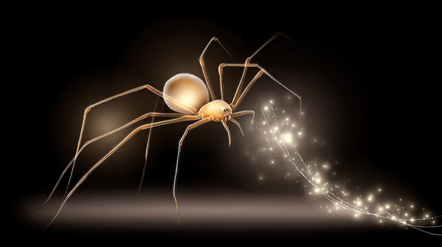Golden Orb-Weaver Spider on Glowing Web