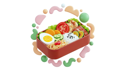 Bento Box Meal with Whimsical Decorations