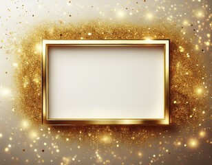 rectangular white space framed by a border of sparkling golden glitter