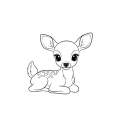 Adorable Baby Fawn Deer Laying Down Line Art.