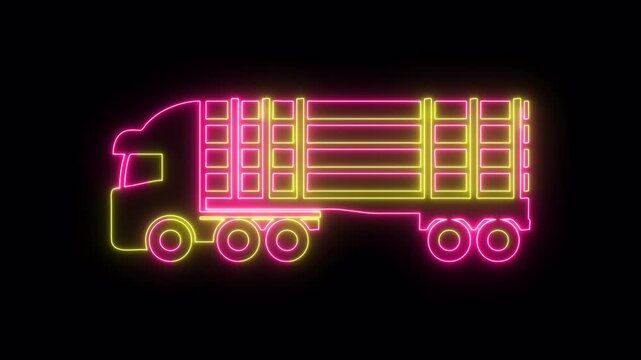 Truck neon icon 4K video animation for apps and websites	