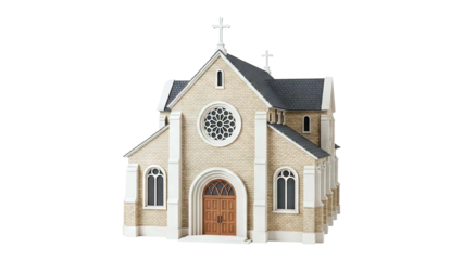 Detailed Model of a Gothic Revival Church