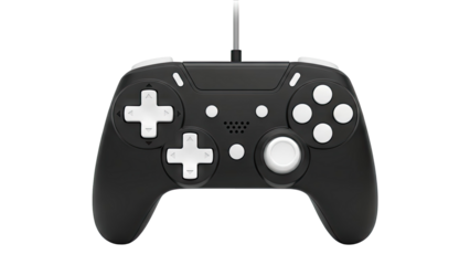 Black Gaming Controller with White Buttons and D-Pad
