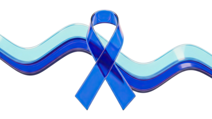 Blue Ribbon with Wavy Blue Stripes