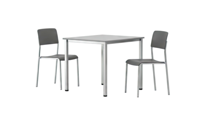 Modern gray square table with two chairs