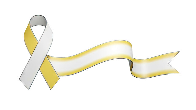 Yellow and White Awareness Ribbon