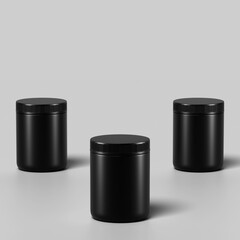 Plastic Jar with Ribbed Screw-On Lid 3D Model &ndash; Cosmetic Container Packaging, Empty Cream Jar Mockup for Branding, Label Design & Product Visualization