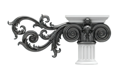 Ornate Column Capital with Acanthus Leaves and Scrolls