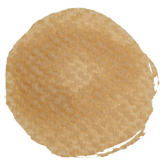 A round coffee stain with a distinct texture on an isolated background
