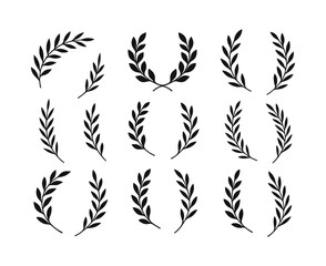 Collection of classic leaf laurel wreath designs for decoration and awards