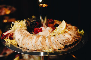 Gourmet Seafood Platter with Lemon Garnish